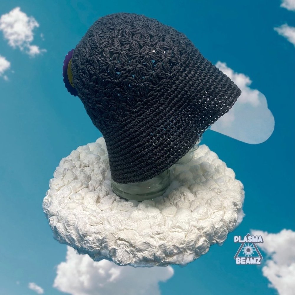 Black Straw Crochet Bucket Hat